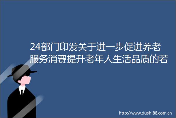 24部门印发关于进一步促进养老服务消费提升老年人生活品质的若干措施