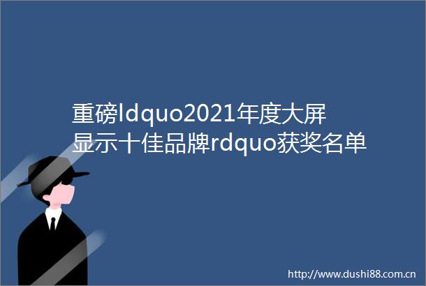 重磅ldquo2021年度大屏显示十佳品牌rdquo获奖名单公布