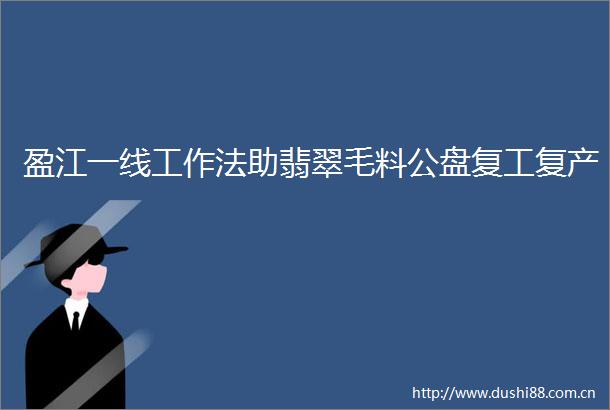 盈江一线工作法助翡翠毛料公盘复工复产