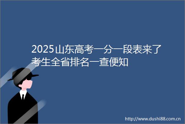 2025山东高考一分一段表来了考生全省排名一查便知