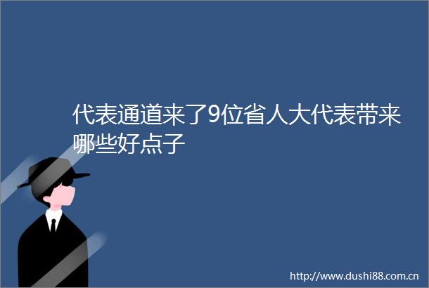 代表通道来了9位省人大代表带来哪些好点子