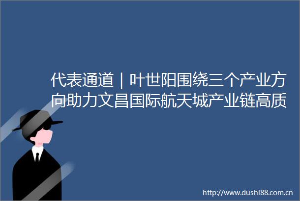 代表通道｜叶世阳围绕三个产业方向助力文昌国际航天城产业链高质量发展