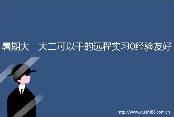 暑期大一大二可以干的远程实习0经验友好