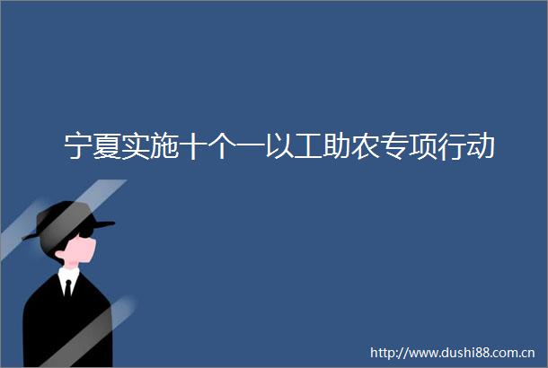 宁夏实施十个一以工助农专项行动