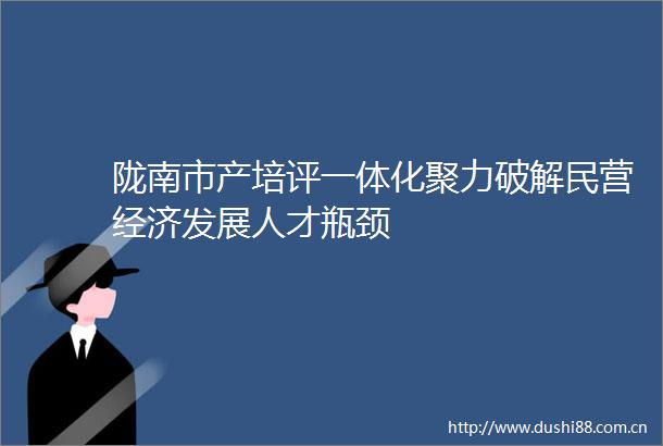 陇南市产培评一体化聚力破解民营经济发展人才瓶颈
