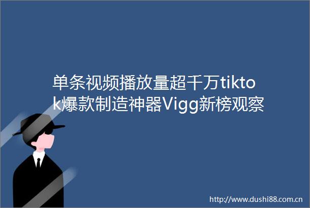 单条视频播放量超千万tiktok爆款制造神器Vigg新榜观察