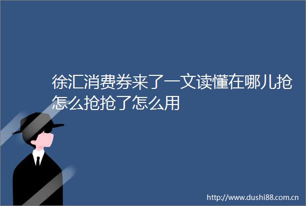徐汇消费券来了一文读懂在哪儿抢怎么抢抢了怎么用