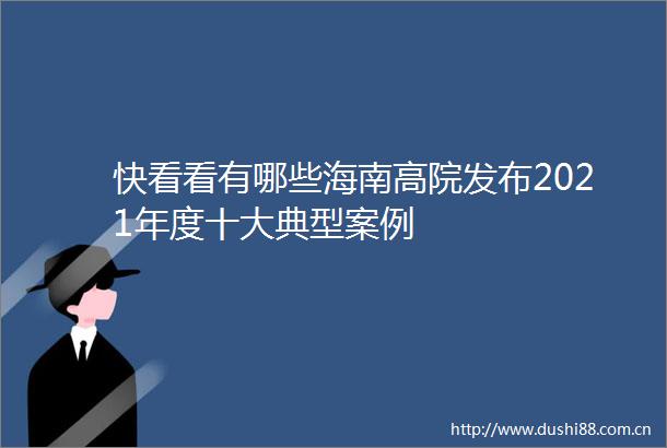 快看看有哪些海南高院发布2021年度十大典型案例