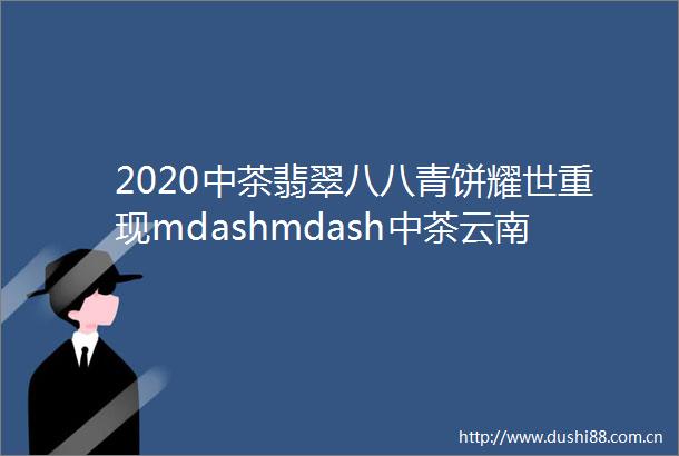2020中茶翡翠八八青饼耀世重现mdashmdash中茶云南公司官方现场限购签售会