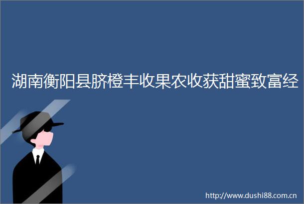 湖南衡阳县脐橙丰收果农收获甜蜜致富经