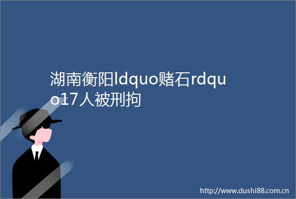 湖南衡阳ldquo赌石rdquo17人被刑拘