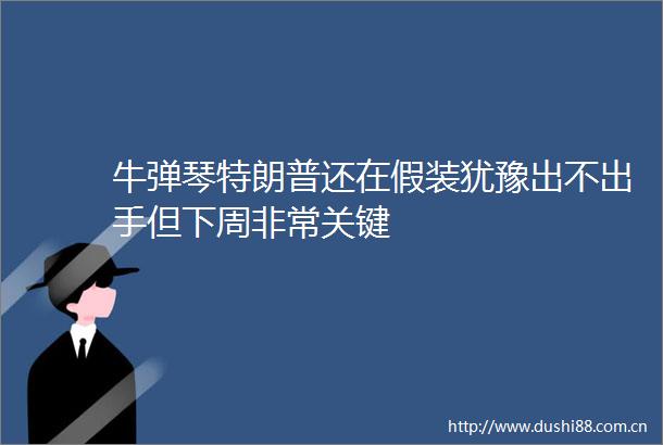 牛弹琴特朗普还在假装犹豫出不出手但下周非常关键