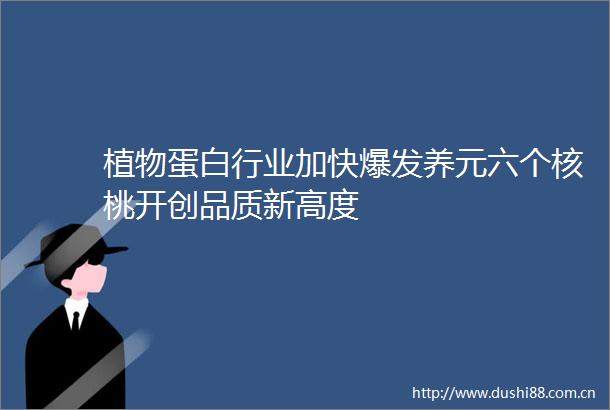 植物蛋白行业加快爆发养元六个核桃开创品质新高度