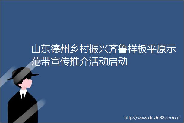 山东德州乡村振兴齐鲁样板平原示范带宣传推介活动启动
