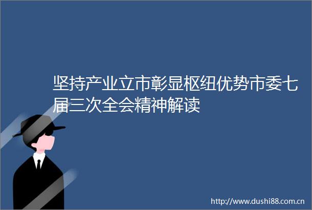 坚持产业立市彰显枢纽优势市委七届三次全会精神解读