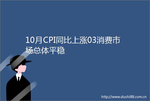 10月CPI同比上涨03消费市场总体平稳