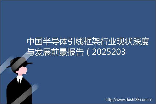 半导体引线框架行业现状深度与发展前景报告（20252032年）