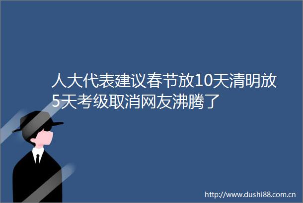 人大代表建议春节放10天清明放5天考级取消网友沸腾了