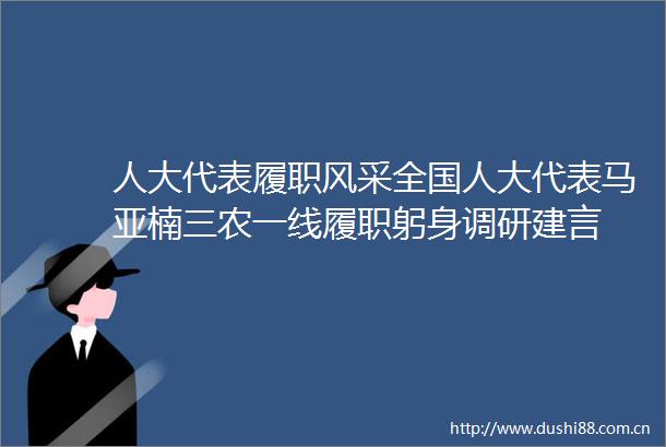人大代表履职风采全国人大代表马亚楠三农一线履职躬身调研建言