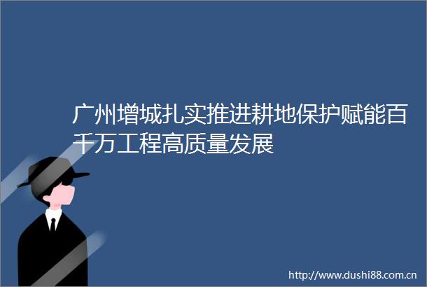 广州增城扎实推进耕地保护赋能百千万工程高质量发展