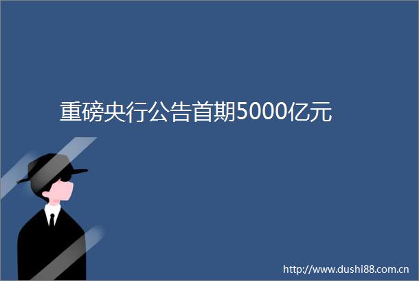 重磅央行公告首期5000亿元