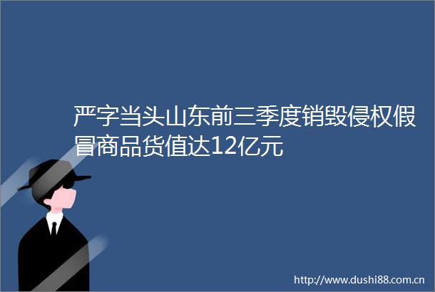 严字当头山东前三季度销毁商品货值达12亿元