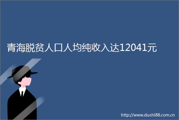 青海脱贫人口人均纯收入达12041元