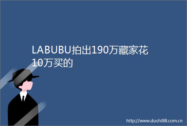 LABUBU拍出190万藏家花10万买的