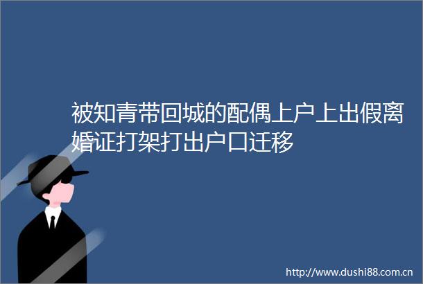 被知青带回城的配偶上户上出假离婚证打架打出户口迁移