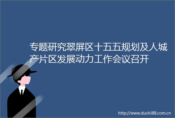 专题研究翠屏区十五五规划及人城产片区发展动力工作会议召开