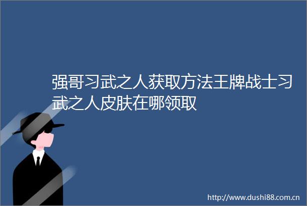 强哥习武之人获取方法王牌战士习武之人皮肤在哪领取