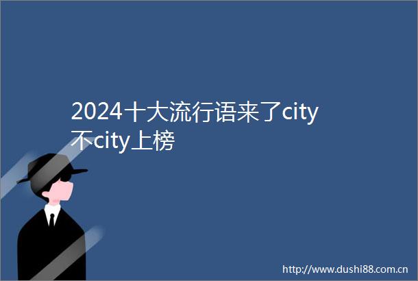 2024十大流行语来了city不city上榜