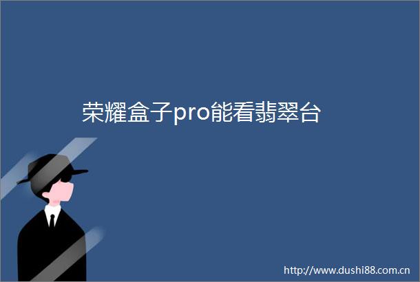 荣耀盒子pro能看翡翠台
