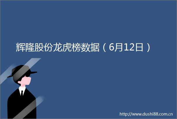 辉隆股份龙虎榜数据（6月12日）