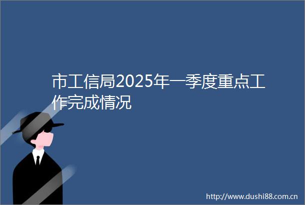 市工信局2025年一季度重点工作完成情况