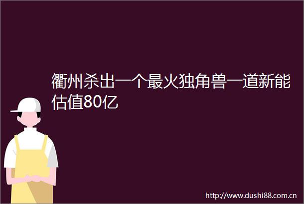 衢州杀出一个最火独角兽一道新能估值80亿