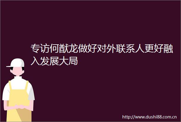 专访何猷龙做好对外联系人更好融入发展大局