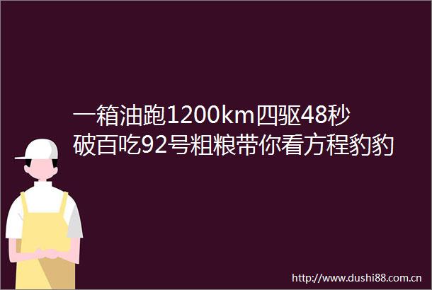 一箱油跑1200km四驱48秒破百吃92号粗粮带你看方程豹豹8