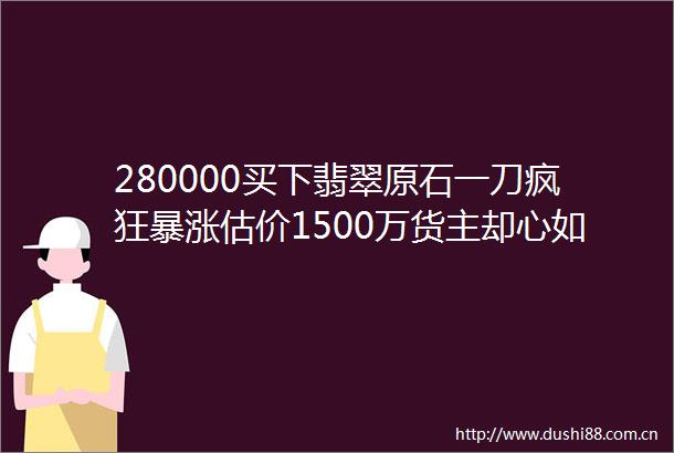 280000买下翡翠原石一刀疯狂暴涨估价1500万货主却心如