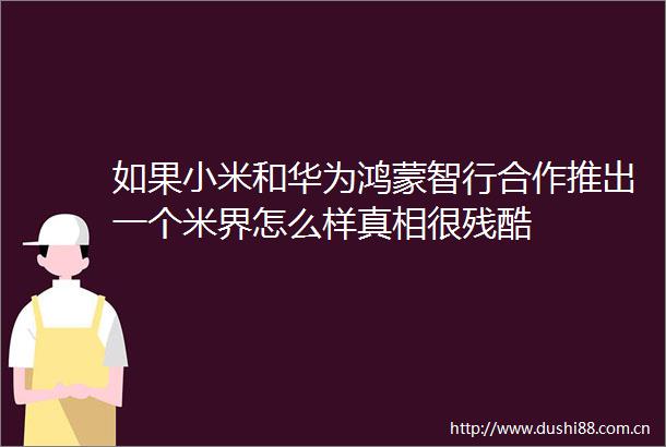 如果小米和华为鸿蒙智行合作推出一个米界怎么样真相很残酷