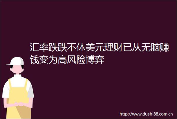 汇率跌跌不休美元理财已从无脑赚钱变为高风险博弈