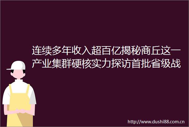 连续多年收入超百亿揭秘商丘这一产业集群硬核实力探访首批省级战新产业集群⑩