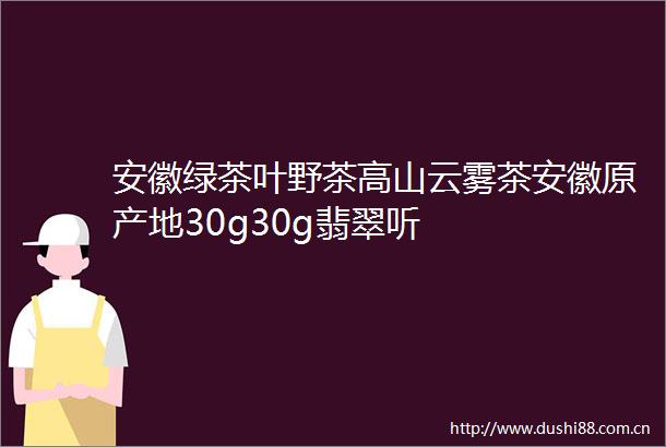 安徽绿茶叶野茶高山云雾茶安徽原产地30g30g翡翠听