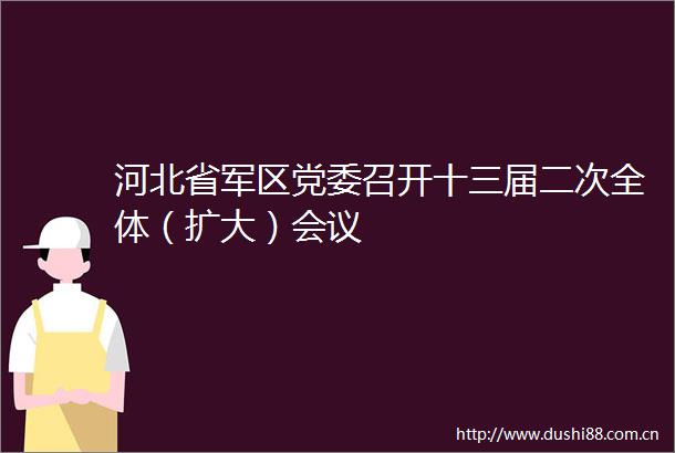 河北省党委召开十三届二次全体（扩大）会议