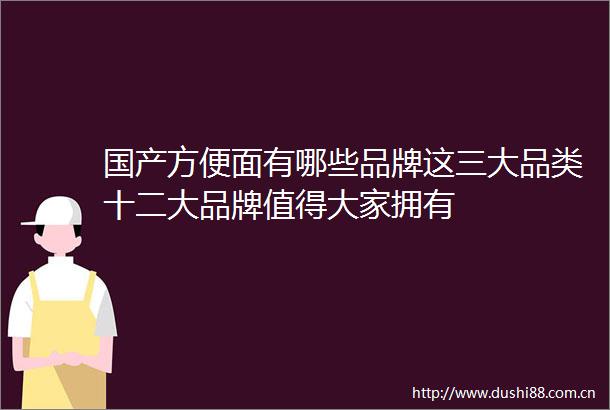 国产方便面有哪些品牌这三大品类十二大品牌值得大家拥有