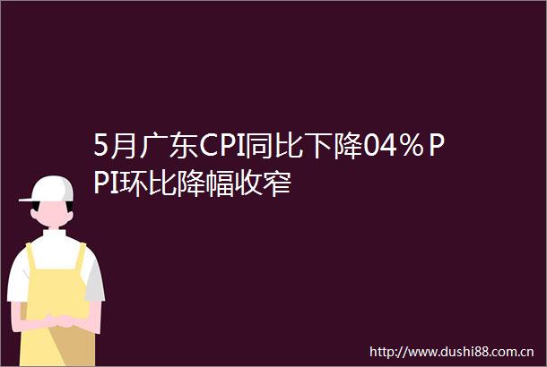 5月广东CPI同比下降04％PPI环比降幅收窄