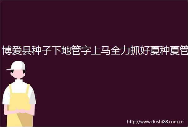 博爱县种子下地管字上马全力抓好夏种夏管