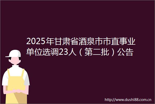 2025年甘肃省酒泉市市直事业单位选调23人（第二批）公告
