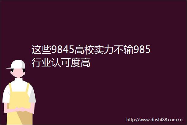 这些9845高校实力不输985行业认可度高