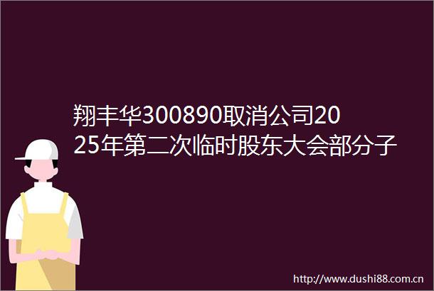翔丰华300890取消公司2025年第二次临时股东大会部分子议案并增加临时提案的补充通知公告
